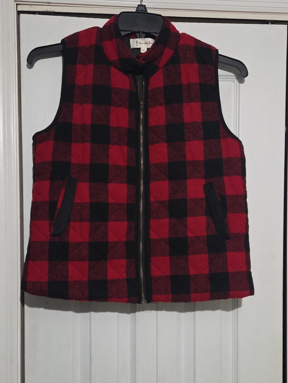 Vanilla Bay Red and Black Buffalo Plaid Quilted Vest